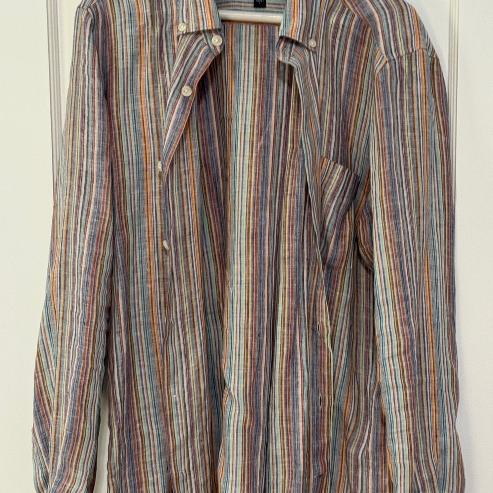 Striped Multicolor Casual Button Down Shirt